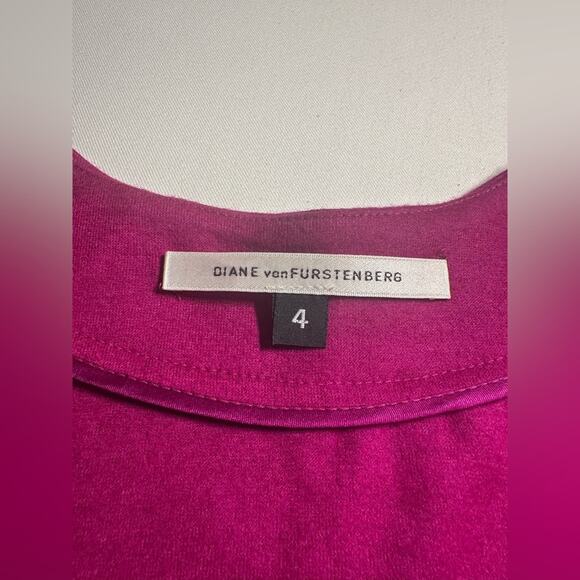 Diane Von Furstenberg DVF Aidia Wool Shift Dress Magenta Pockets Size 4 EUC - Picture 7 of 8